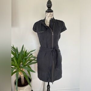 NWT! Armani Exchange A|E Black Zipper Dress with belted waste